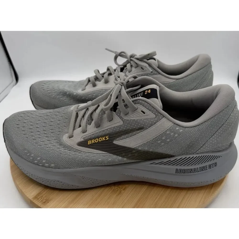 Brooks Adrenaline GTS 24 Men’s 11.5 Wide 2E Gray Running Shoes Alloy/White/Gold